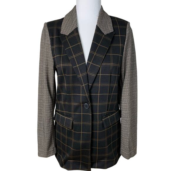 b.young Jackets & Blazers - NEW B.young Size 36 US M Long Blazer Jacket Check Mix Black Preppy Soft Stretchy